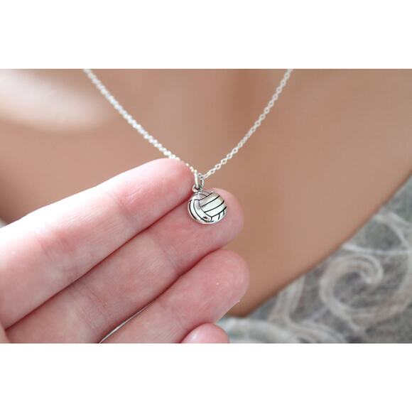 Sterling Silver Volleyball Charm Necklace, Silver Volleyball Charm Necklace - Picture 1 of 3